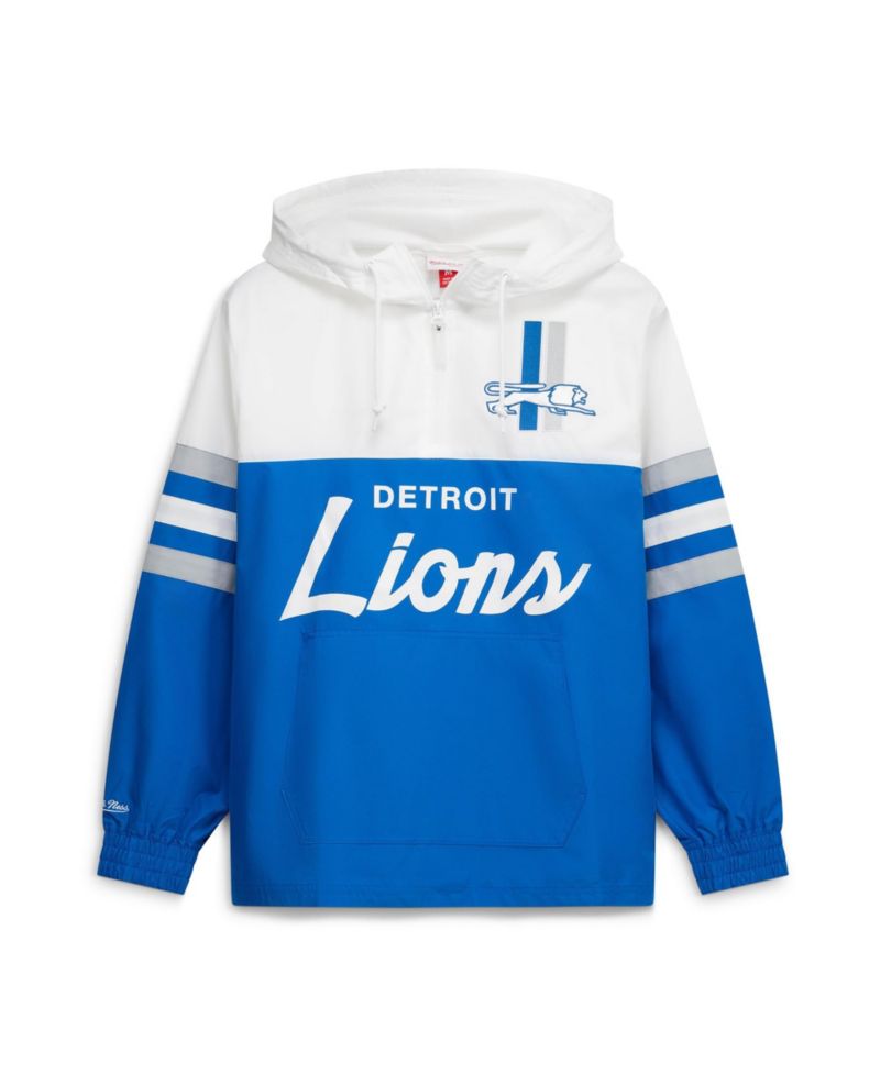 Men's Blue Detroit Lions Head Coach Anorak Quarter-Zip Windbreaker Jacket
