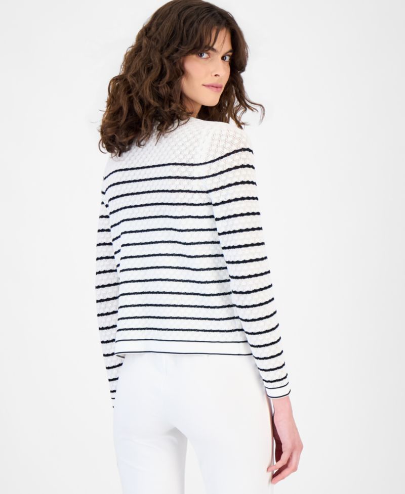 Women's Stitch Stripe Button-Front Cardigan