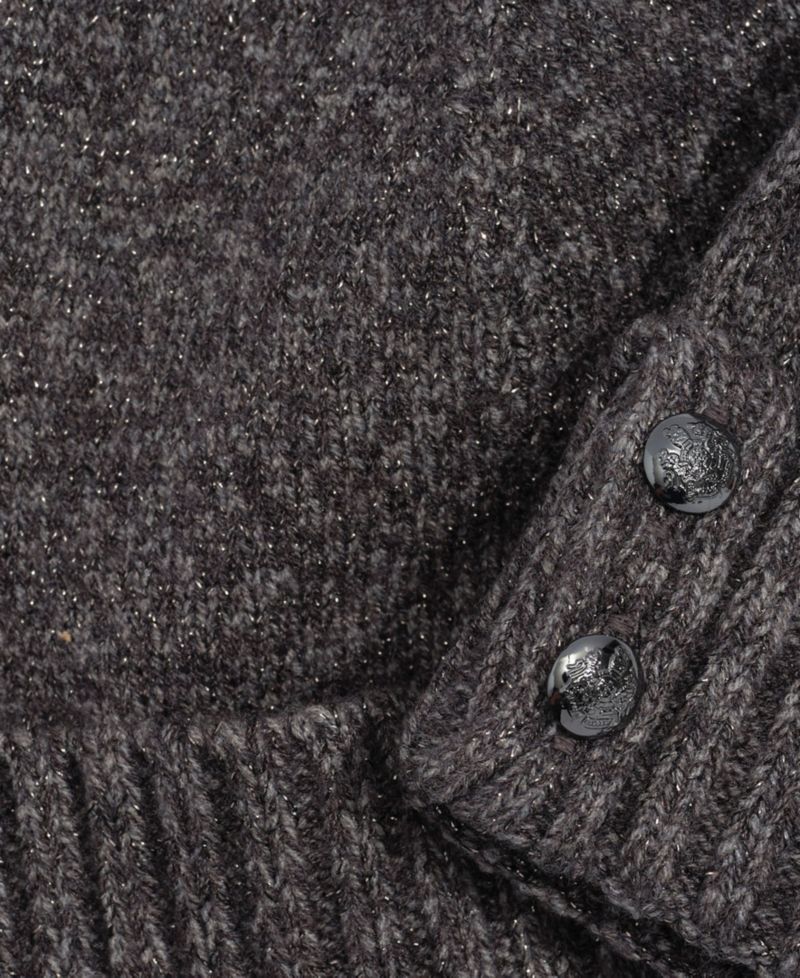 Metallic Two Button Knit Beanie