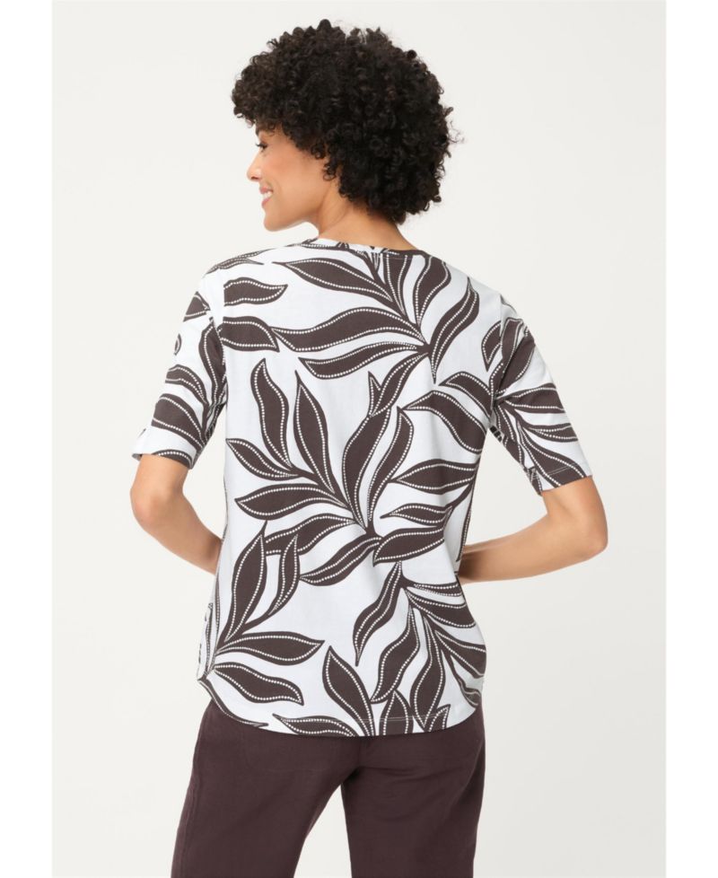 Women's Dotted Leaf Print T-Shirt