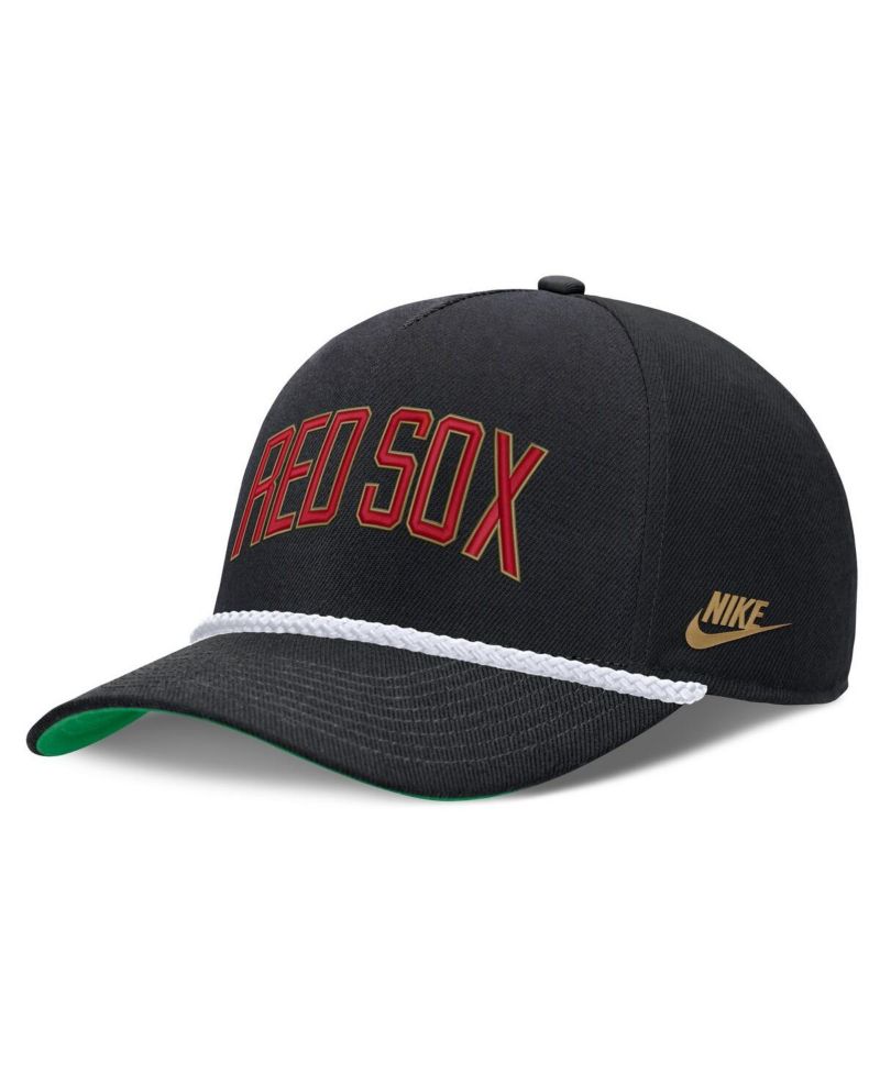 Men's Black Boston Red Sox Cooperstown Collection Rise Adjustable Hat