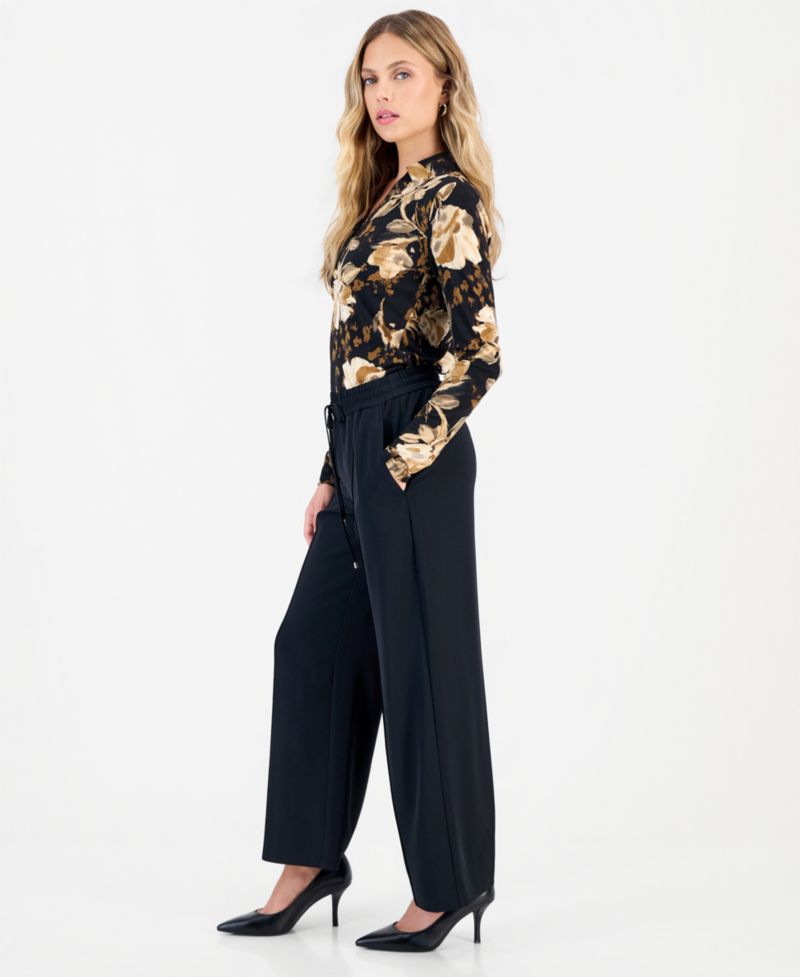 Petite Wide-Leg High-Waisted Pants