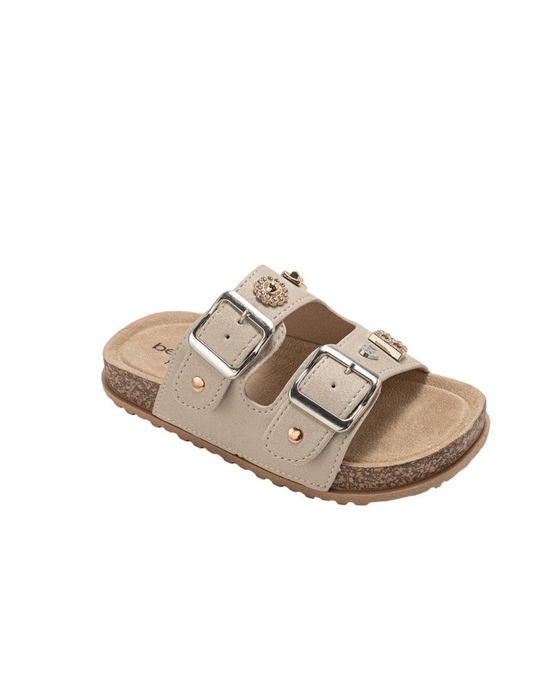 Girls Footbed Sandals - Lightweight with Secure Buckles and Multi-Charm Details (Little Girls/kids)