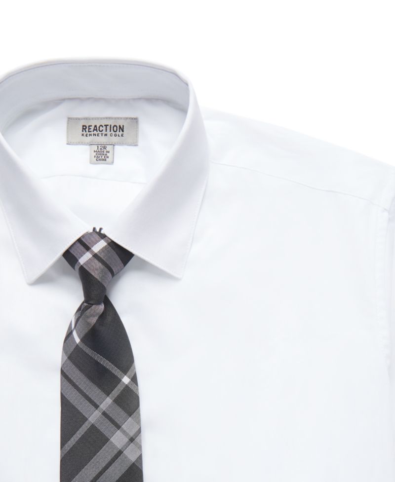 Big Boys Solid Classic Shirt and Tie Set