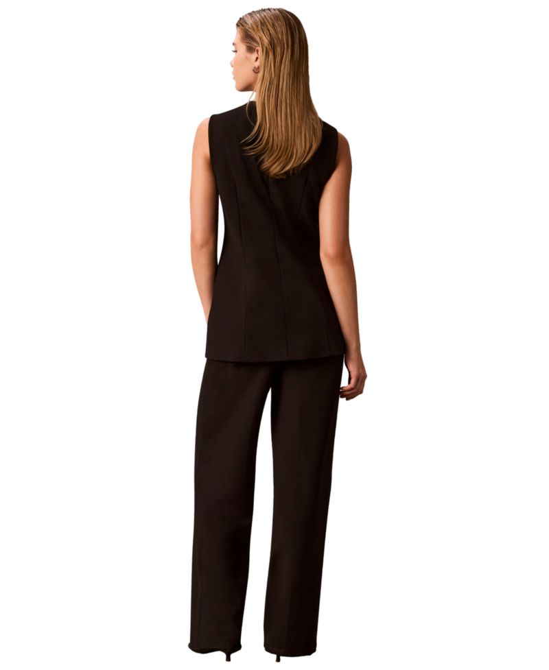 Petite High-Waist Straight-Leg Pull-On Pants