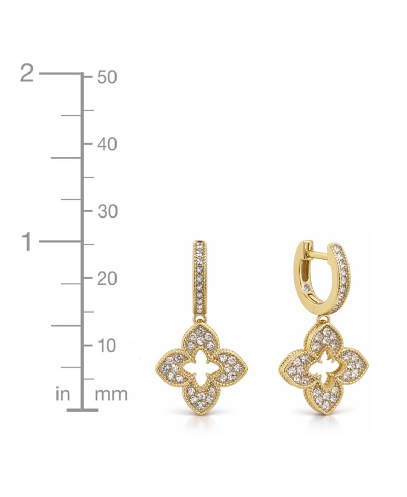 Crystal Clover Hinged Hoop Earrings