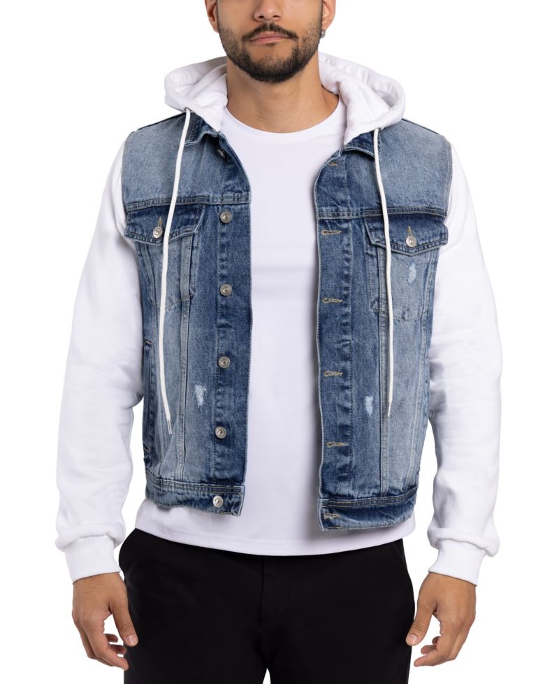XRAY Men's Hybrid Hoodie Trucker Denim Jacket