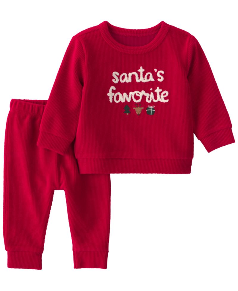 Baby Boys' or Baby Girls' Santa's Favorite Top and Pants, 2-Piece Set