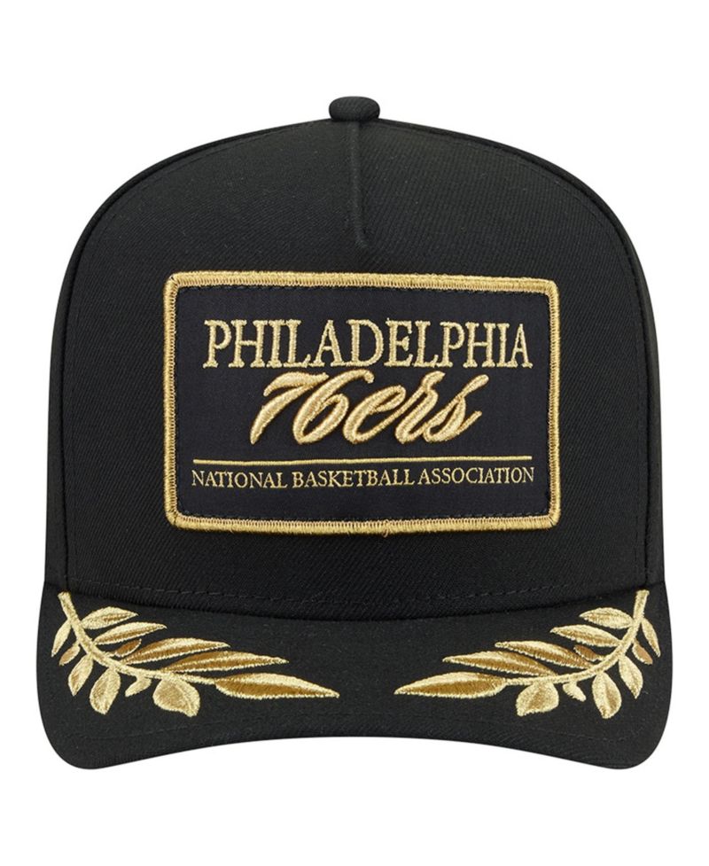 Men's Black Philadelphia 76ers Golden 9FIFTY Snapback Hat