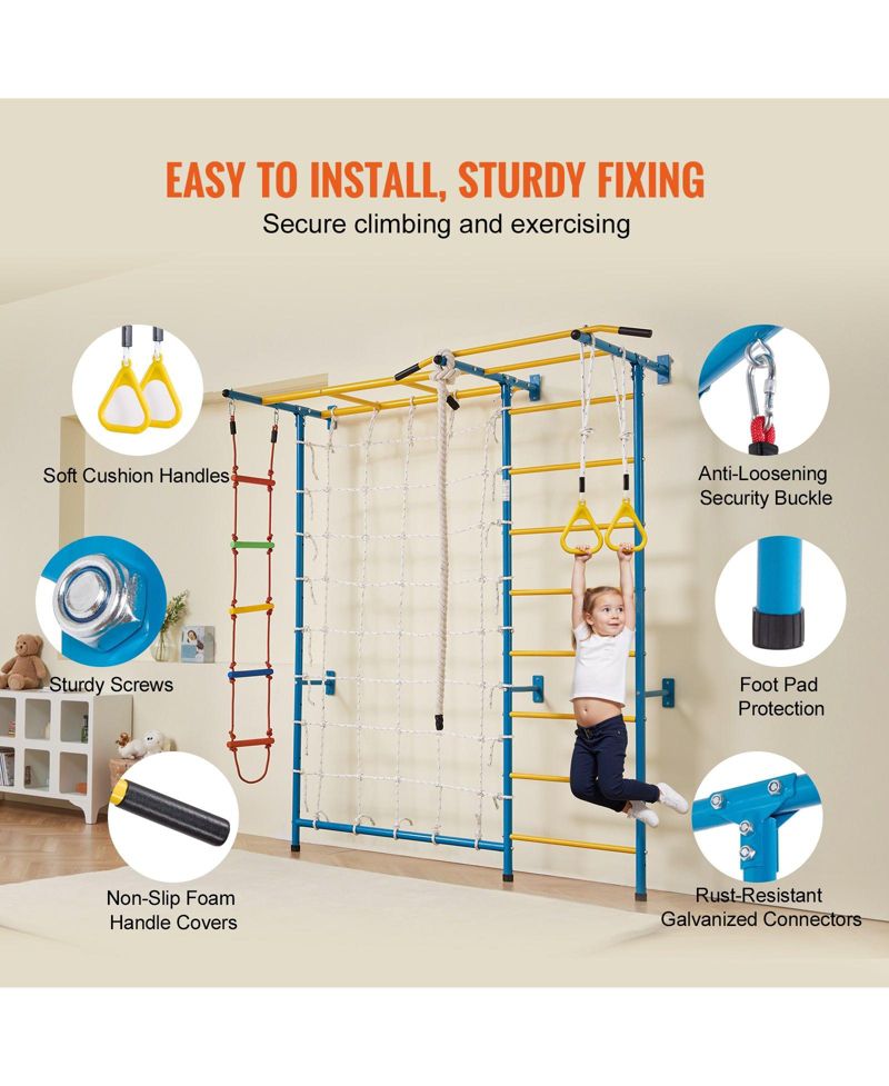 7-in-1 Indoor Wall-Mounted Jungle Gym