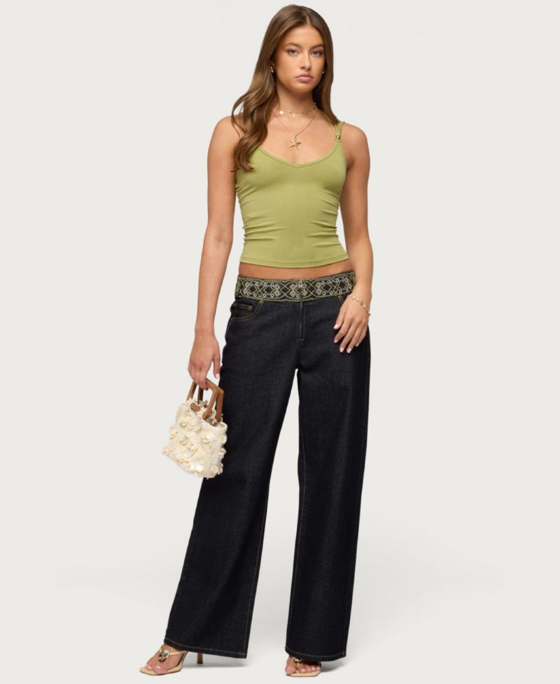 Women's Vinney Strappy Bead V Neck Top