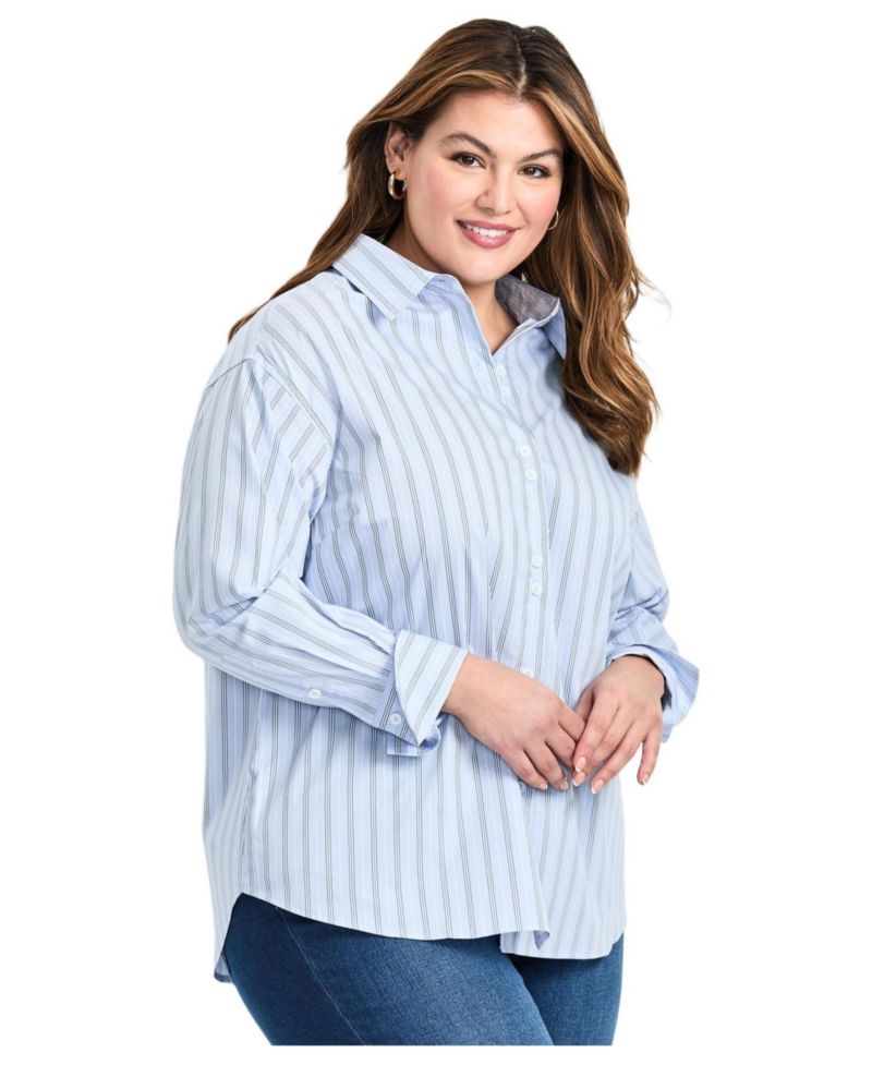 Women's Plus Size Classic Stripe Boyfriend Shirt