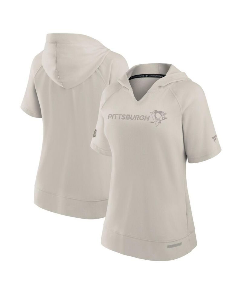 Women's Cream Pittsburgh Penguins Authentic Pro Road Fashion Top