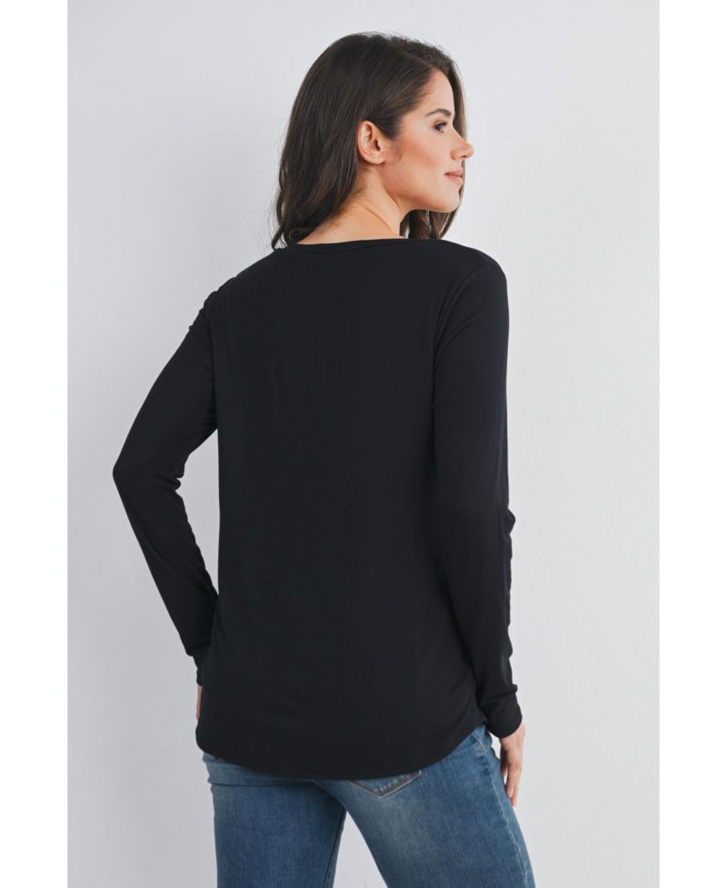 Maternity Casual Scoop Neck Long Sleeve Nursing Top