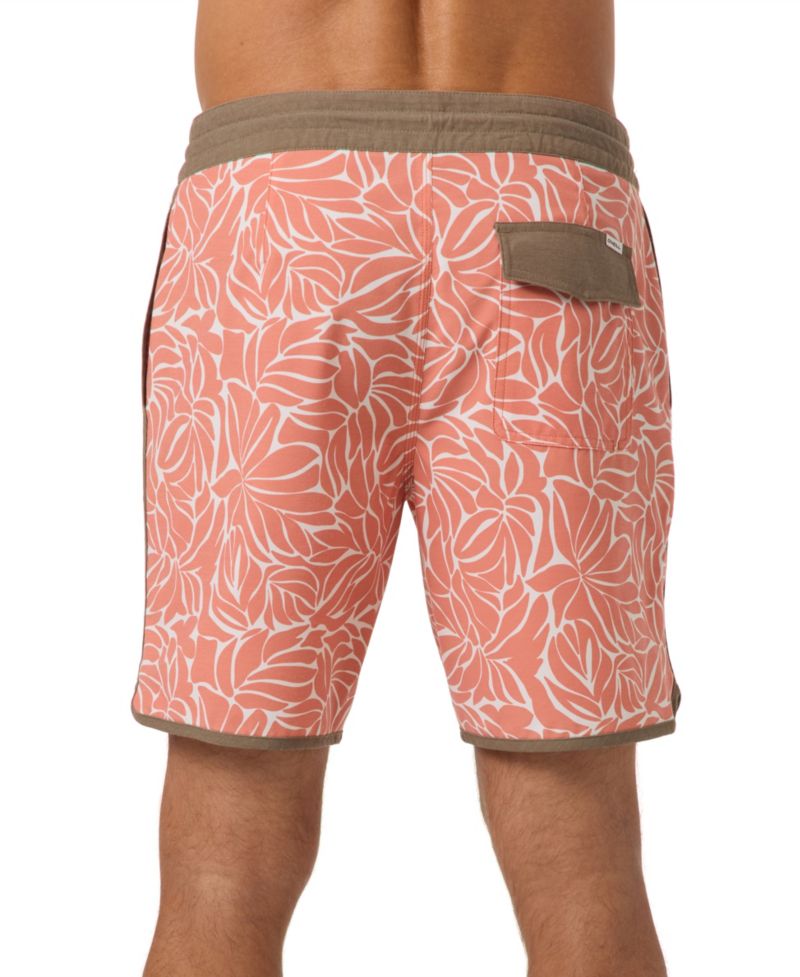 Men's Cruzer Scallop Leaf Pattern Board Shorts