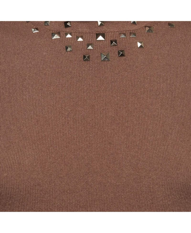 Women's Stud-Embellished Sleeveless Turtleneck Top