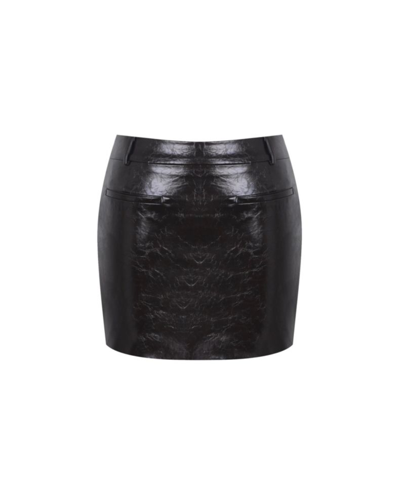 Women's Vivian Mocha Faux Leather Low-Rise Mini Skirt