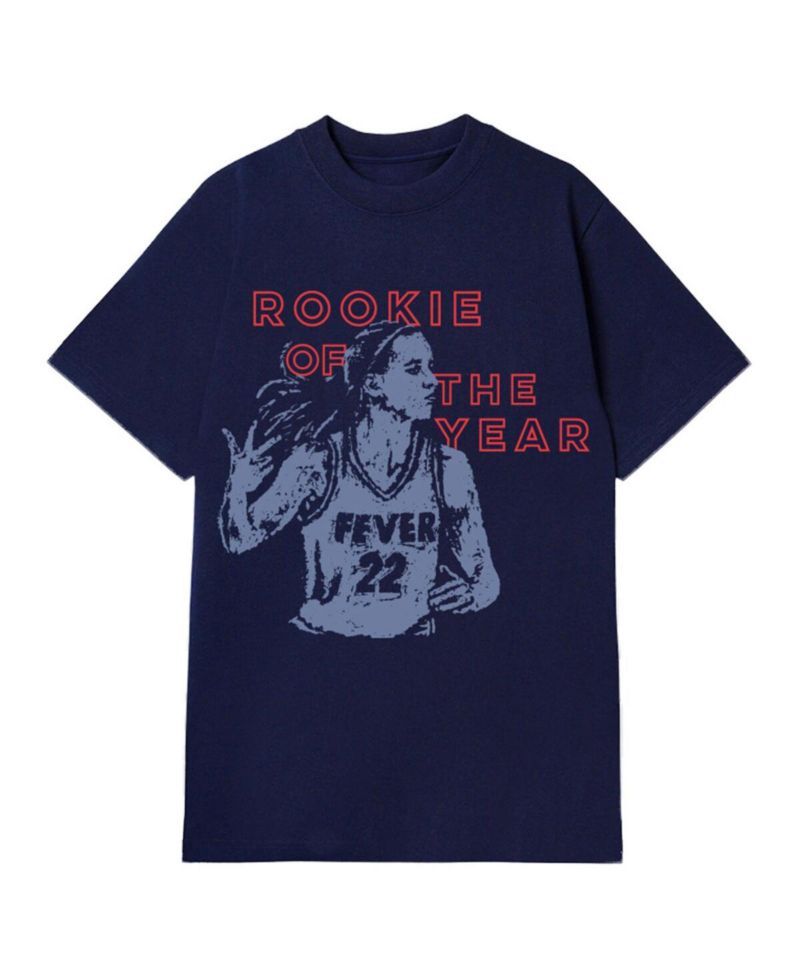 Men's and Women's Caitlin Clark Navy Indiana Fever 2024 WNBA Rookie of the Year T-Shirt