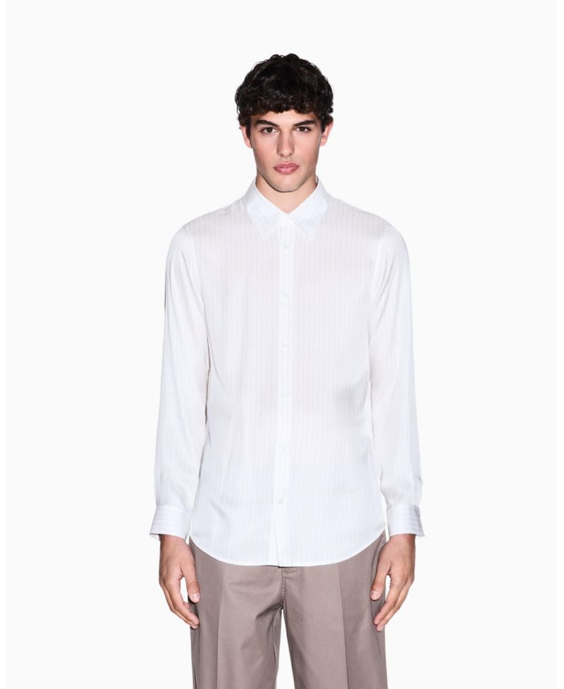Men's Long Sleeve Striped Viscose Woven Shirt