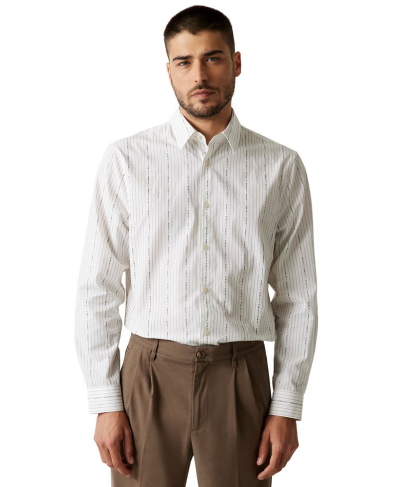 Men's Vertical Striped Long-Sleeve Shirt