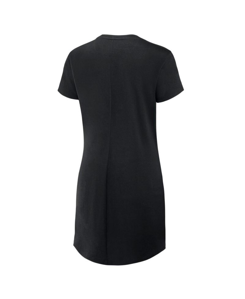 Women's Black Las Vegas Raiders Ruched Drape T-Shirt Dress