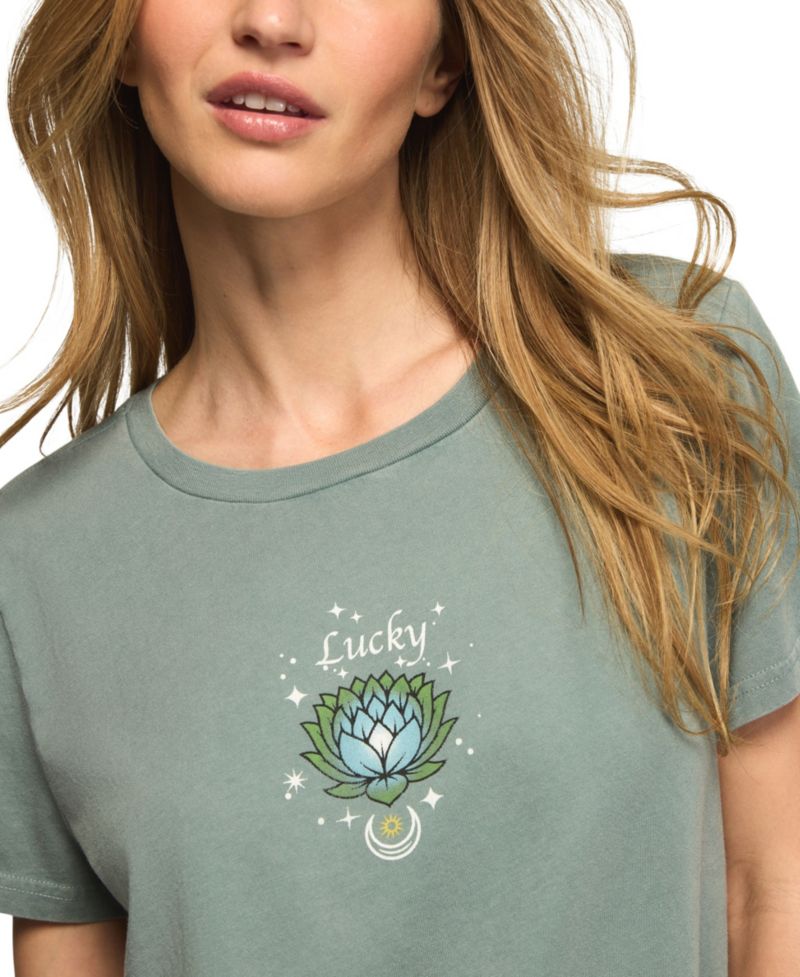 Women's Heart Lotus Classic Crew Retro Graphic T-Shirt