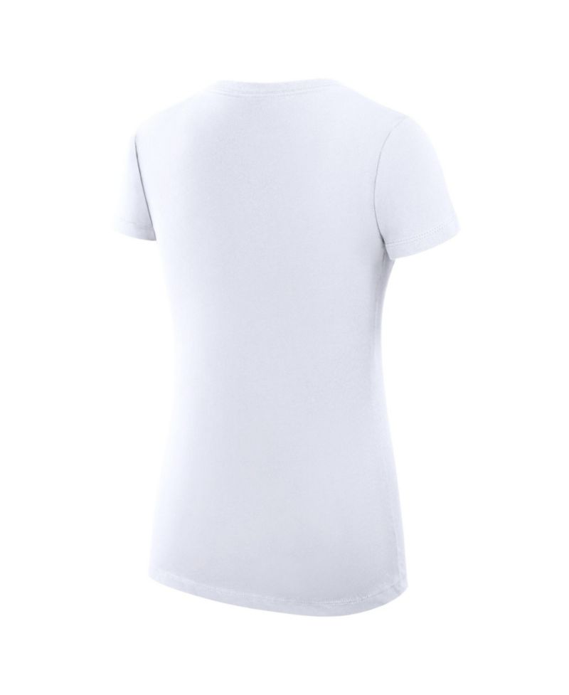 Women's White New York Knicks Super-Slim Fit Lightweight Filigree Logo V-Neck T-Shirt