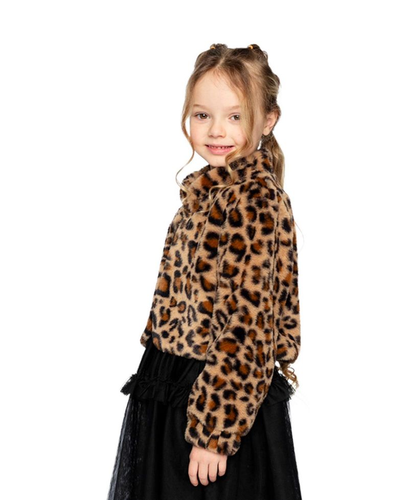 Kids & Baby Little and Big Girl 6-14 Faux Fur Jacket Leopard Print