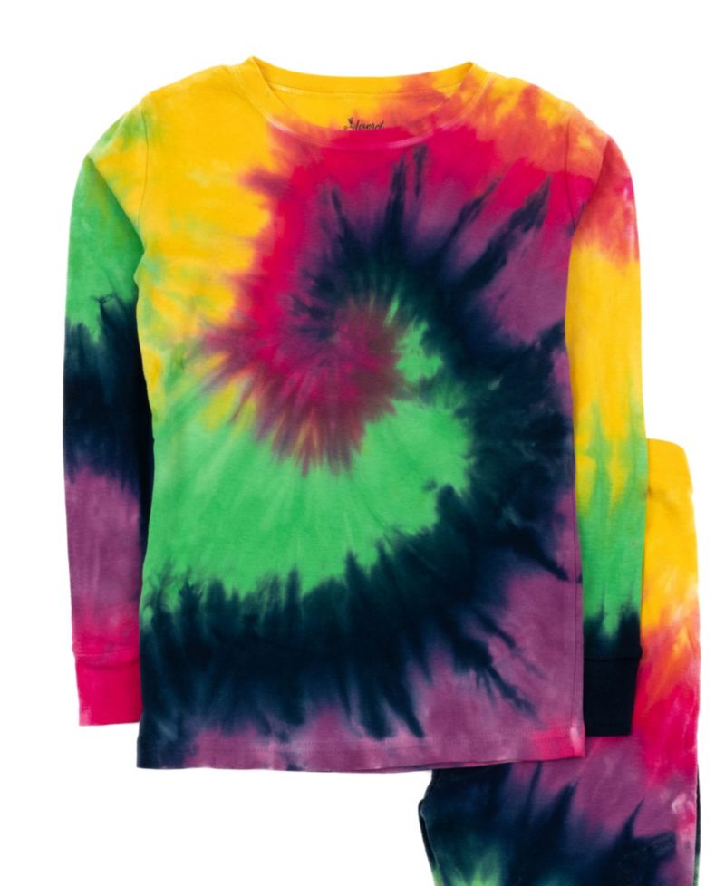 Toddler Matching Family Two Piece Cotton Long Sleeve Tie Dye Pajamas 2T-5T