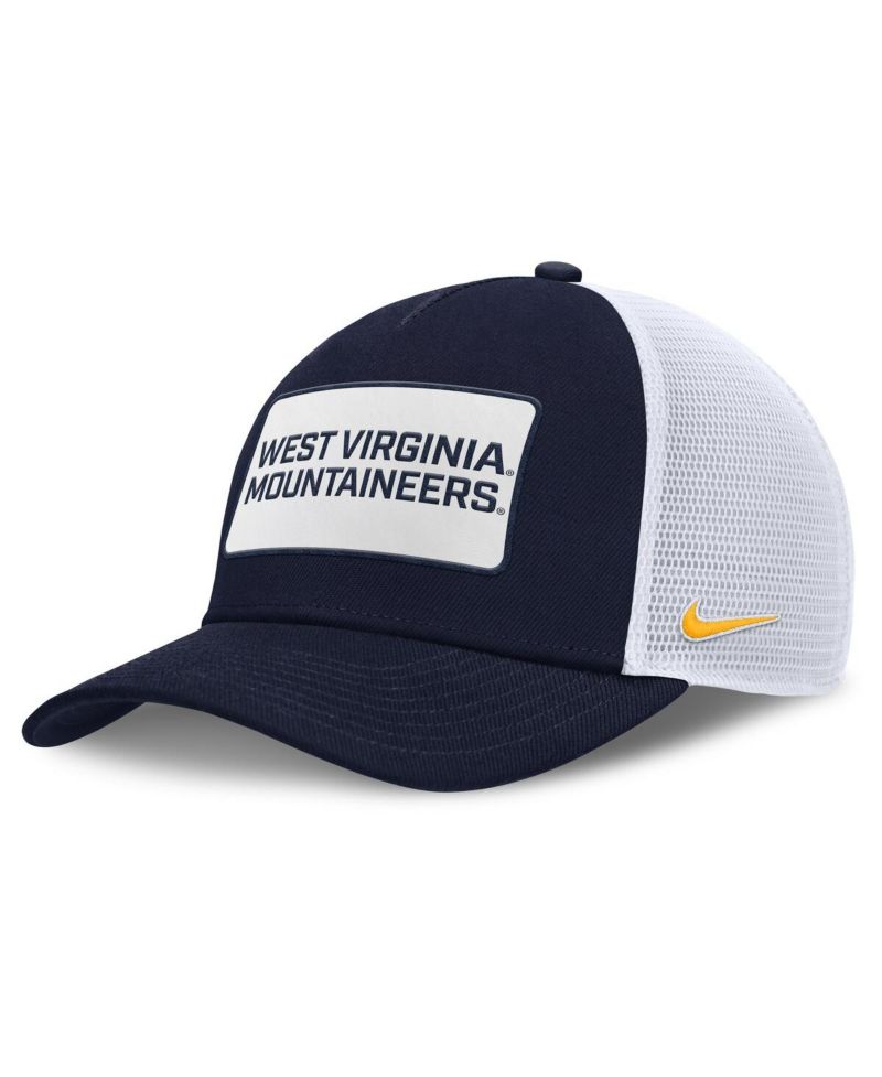 Men's Navy/White West Virginia Mountaineers 2025 On-Field Rise Patch Trucker Adjustable Hat