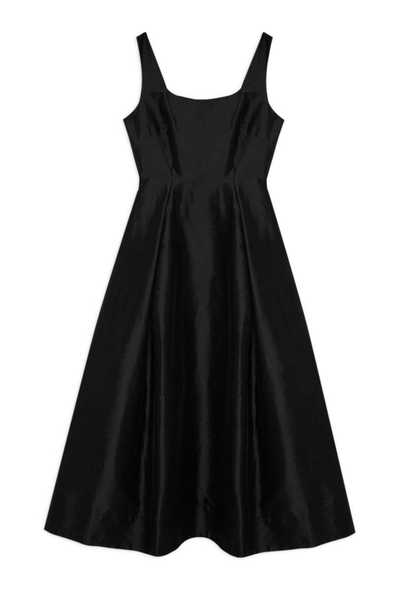 Women's Taffeta Full Skirt Tailored Midi Dress