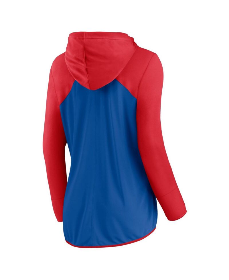 Women's Royal/Red Chicago Cubs Script Sleeve Full-Zip Hoodie