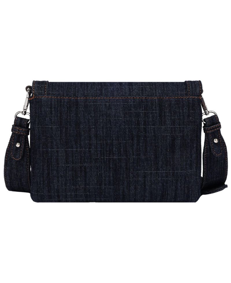 Bling Horseshoe Denim Messenger Bag with Adjustable Strap