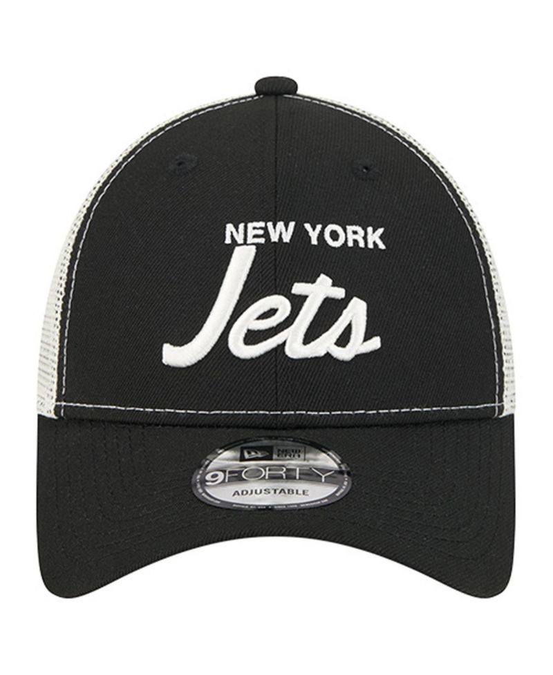Men's Black New York Jets Apple Trucker 9FORTY Adjustable Hat
