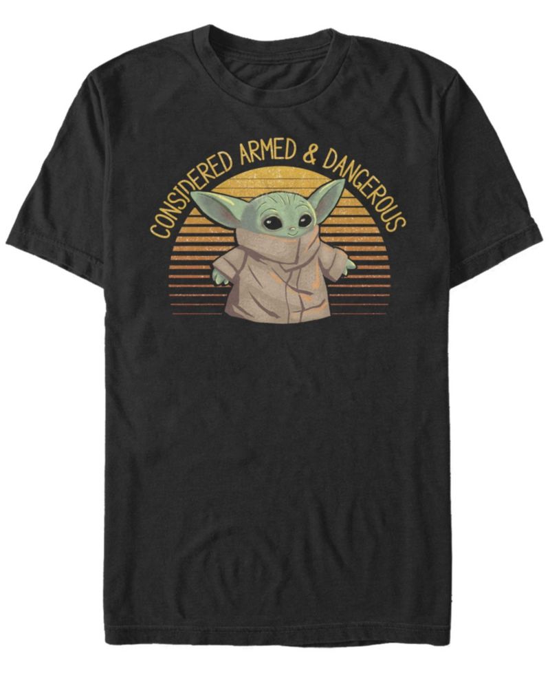 Men's Sunset Cute Yoda Short Sleeve Crew T-shirt