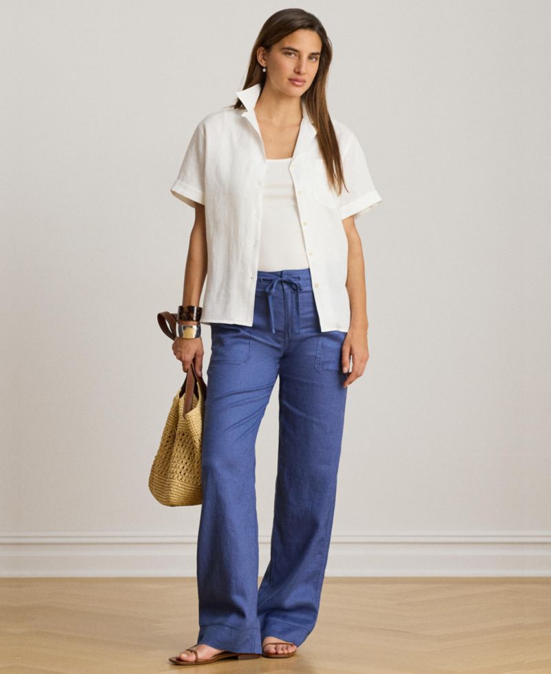 Petite Wide-Leg Linen Pants