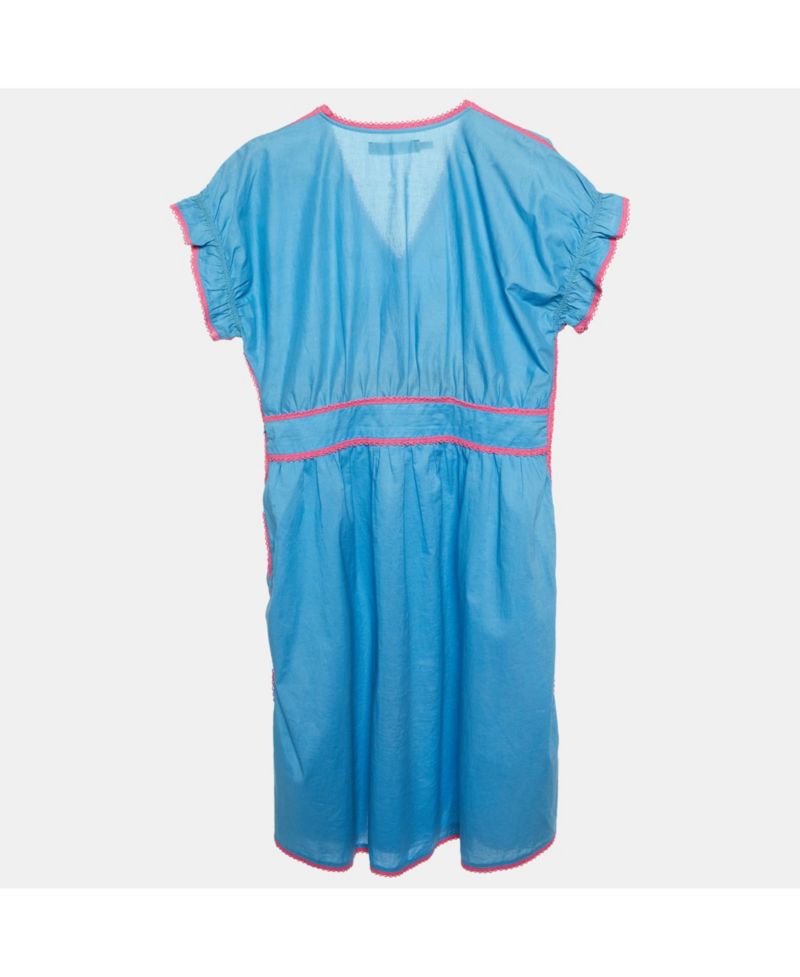Women's Floral Embroidered Cotton V-Neck Dress