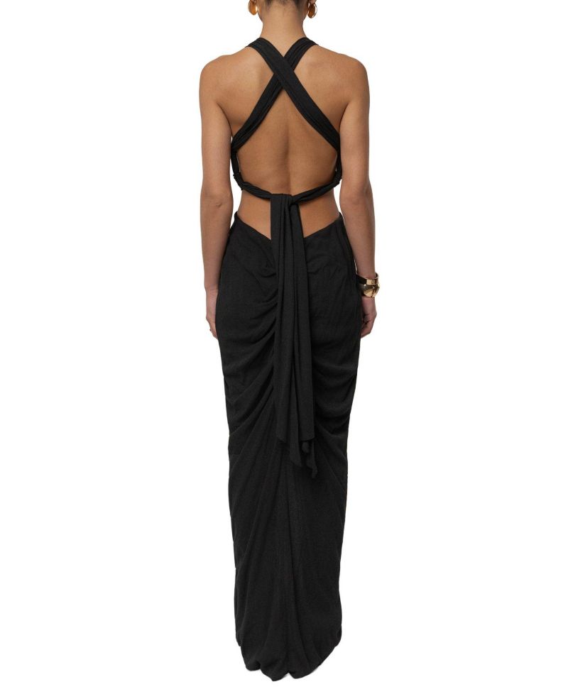 Women's Warm Sunsets Plunging V-Neck Cutout Maxi Dress
