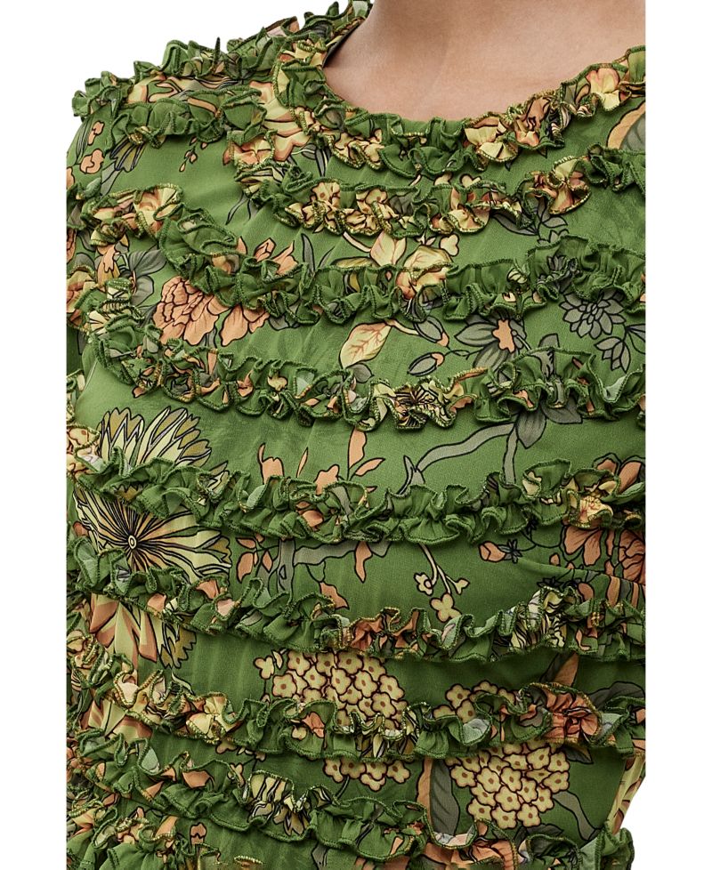 Women's Floral Ruffle A-Line Maxi Dress