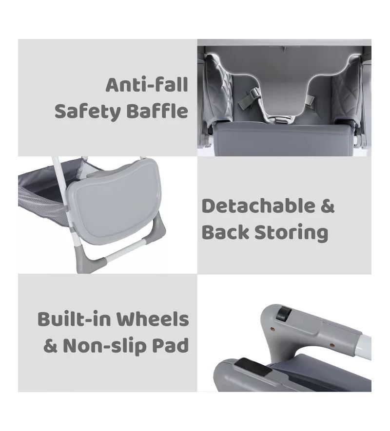 Convertible Baby High Chair with Adjustable Height, Double Tray and Compact Fold
