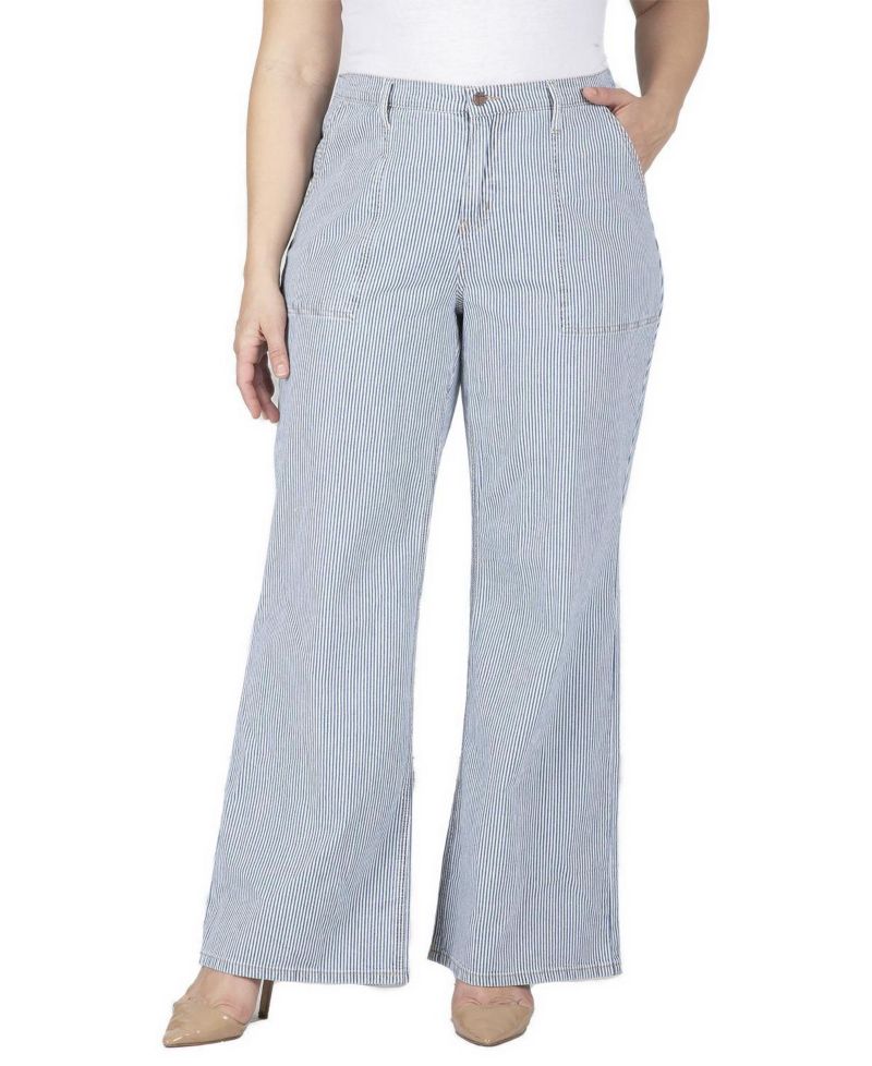 Women's Mona High-Rise Wide-Leg Striped Denim Pants