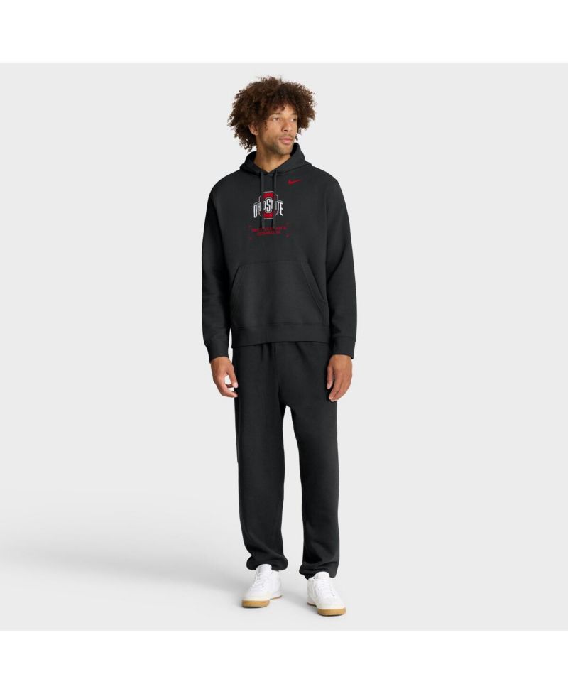 Men's Black Ohio State Buckeyes Basketball Two-Hit Club Fleece Pullover Hoodie
