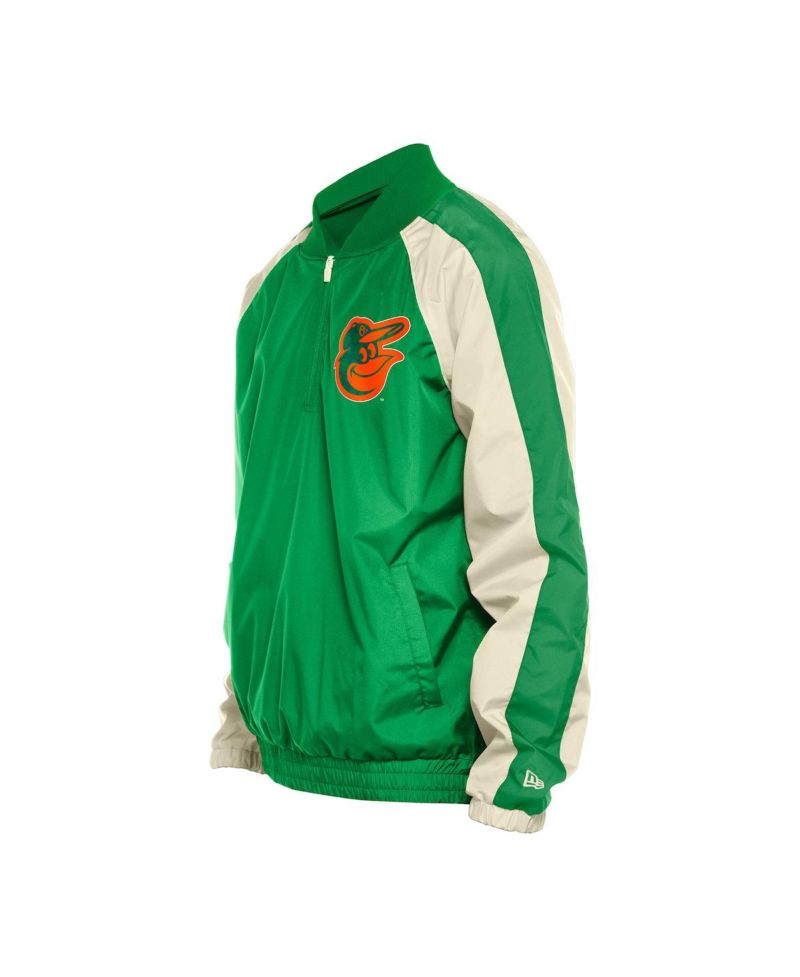 Men's Kelly Green Baltimore Orioles Ripstop Raglan Quarter-Zip Hoodie Windbreaker Jacket