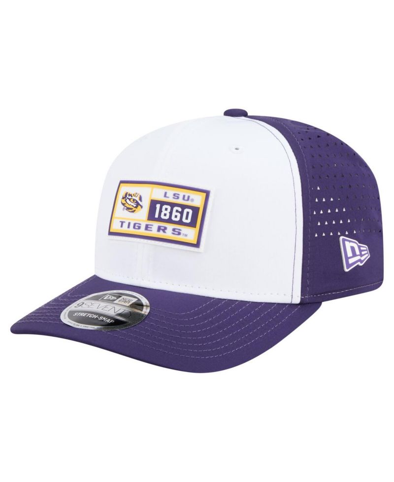 Men's White/Purple LSU Tigers Perforated Patched 9SEVENTY Adjustable Hat