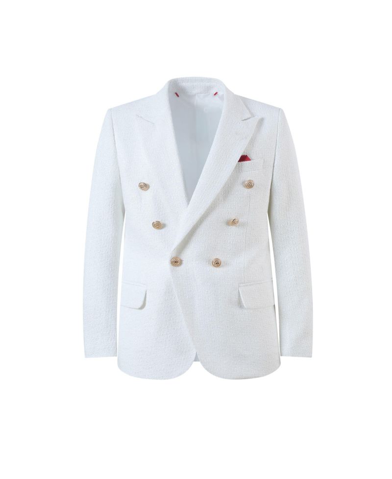 Boys White Slim Fit Elegant Jacket