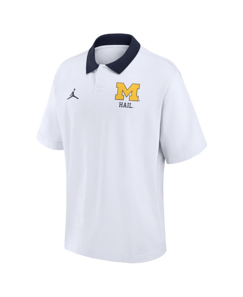 Men's White Michigan Wolverines Jersey Polo Shirt
