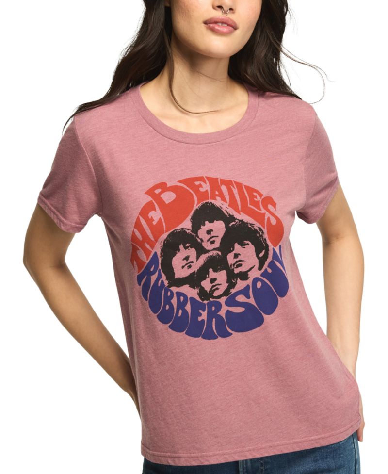 Women's The Beatles Rubber Soul Classic Crew Graphic Retro T-Shirt