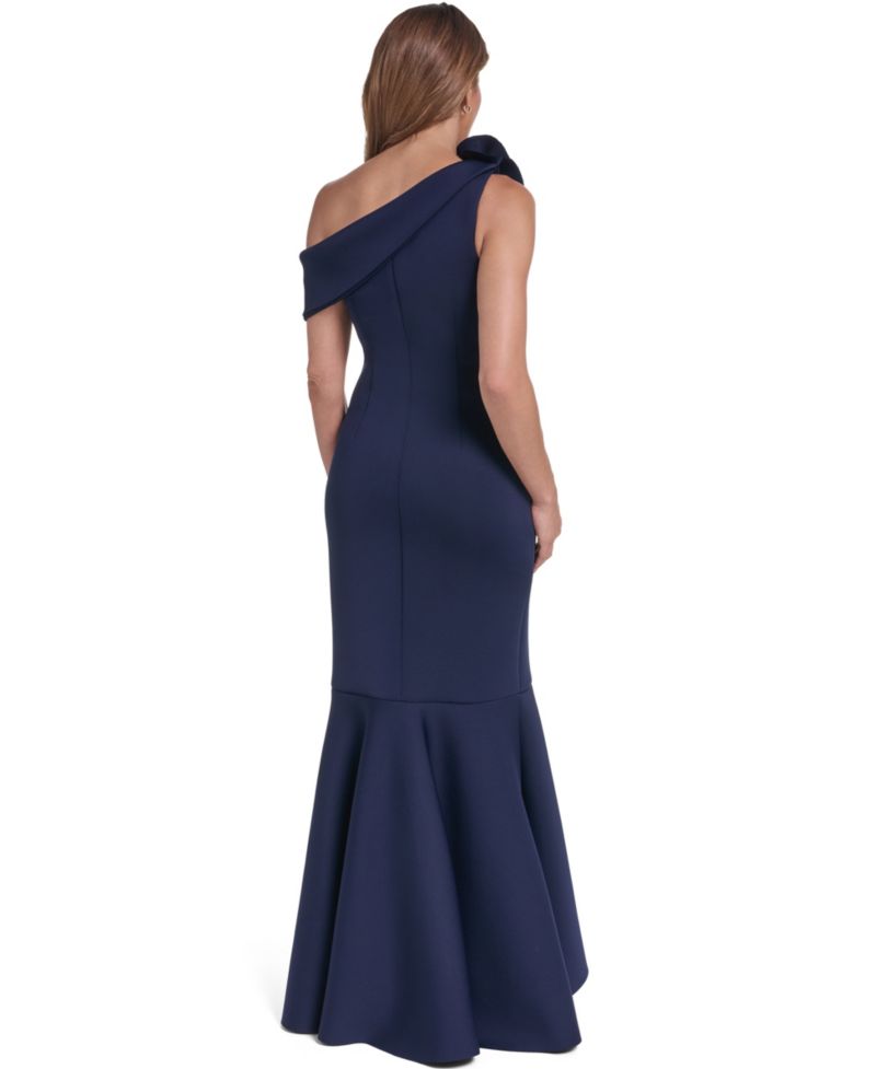 Women's One Shoulder Gown With Ruffle Mermaid Hem Wedding Guest Dress