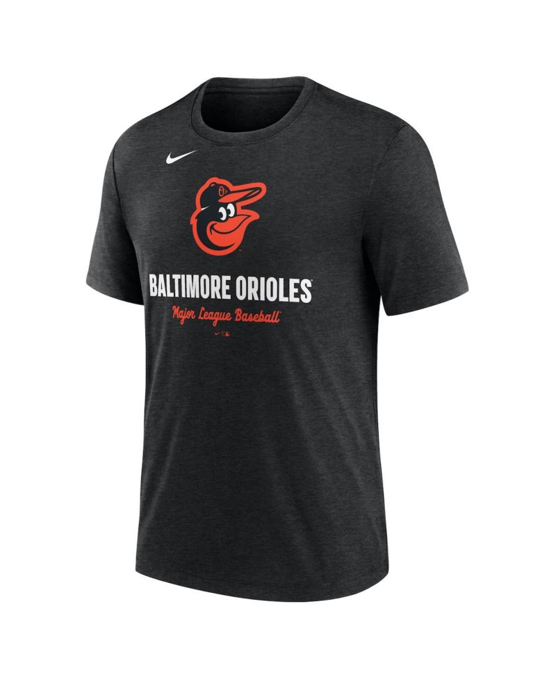 Men's Heather Black Baltimore Orioles Logo Tri-Blend T-Shirt