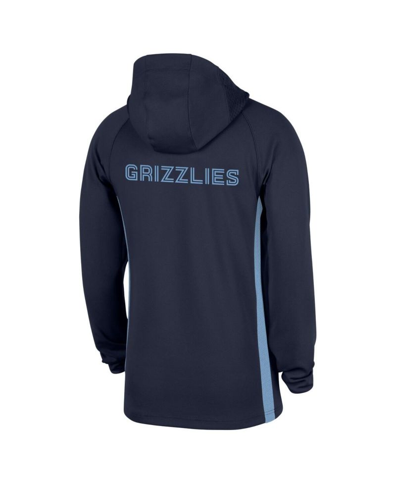 Men's Navy Memphis Grizzlies Authentic On Court Zone Quarter-Zip Dri-FIT Hoodie Jacket